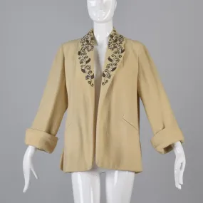 1940s Clutch Coat with Beaded Lapels