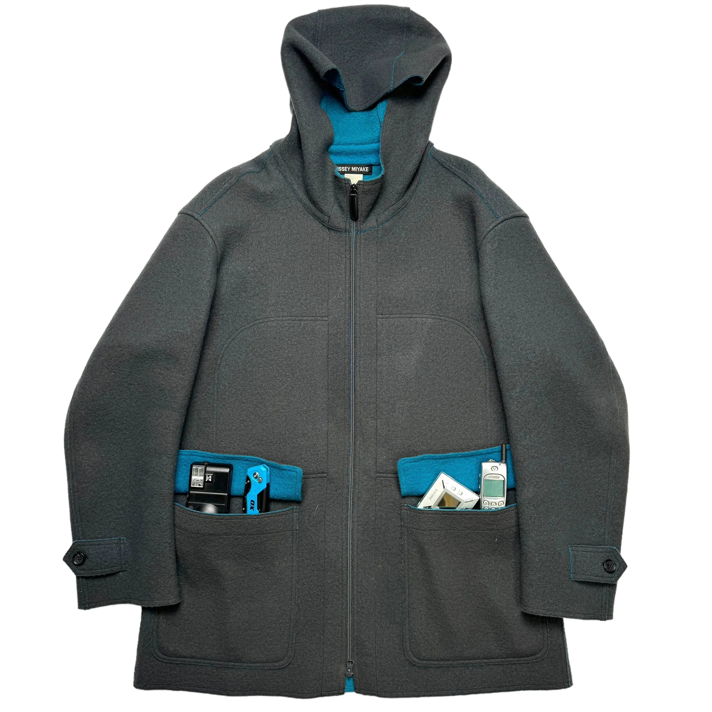 2004 Issey Miyake Wool Two-Tone Coat