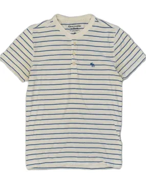 ABERCROMBIE & FITCH Mens T-Shirt Top XS Off White Striped Cotton