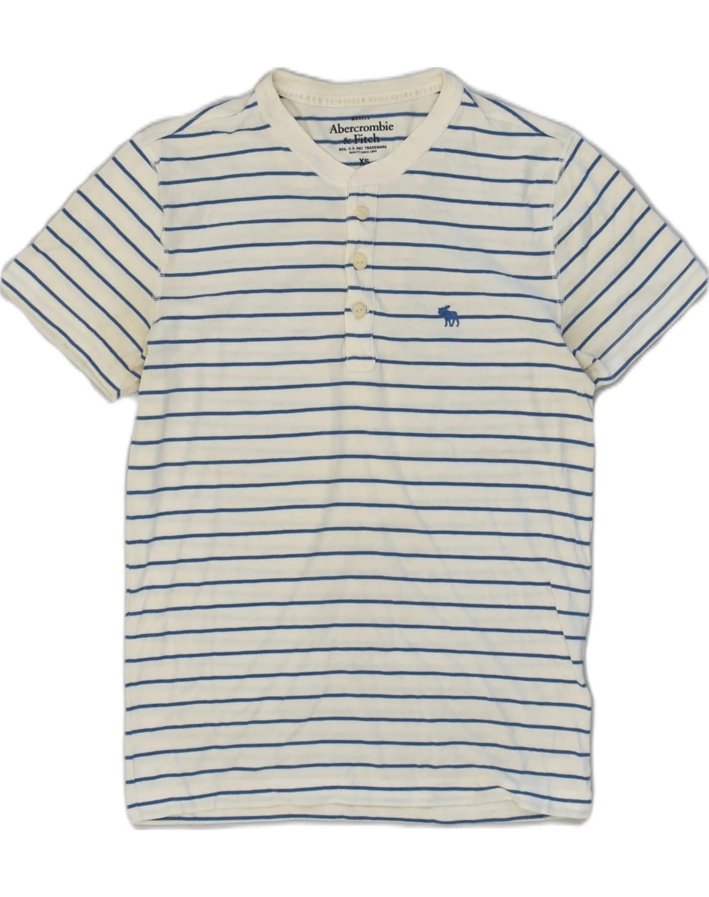 ABERCROMBIE & FITCH Mens T-Shirt Top XS Off White Striped Cotton
