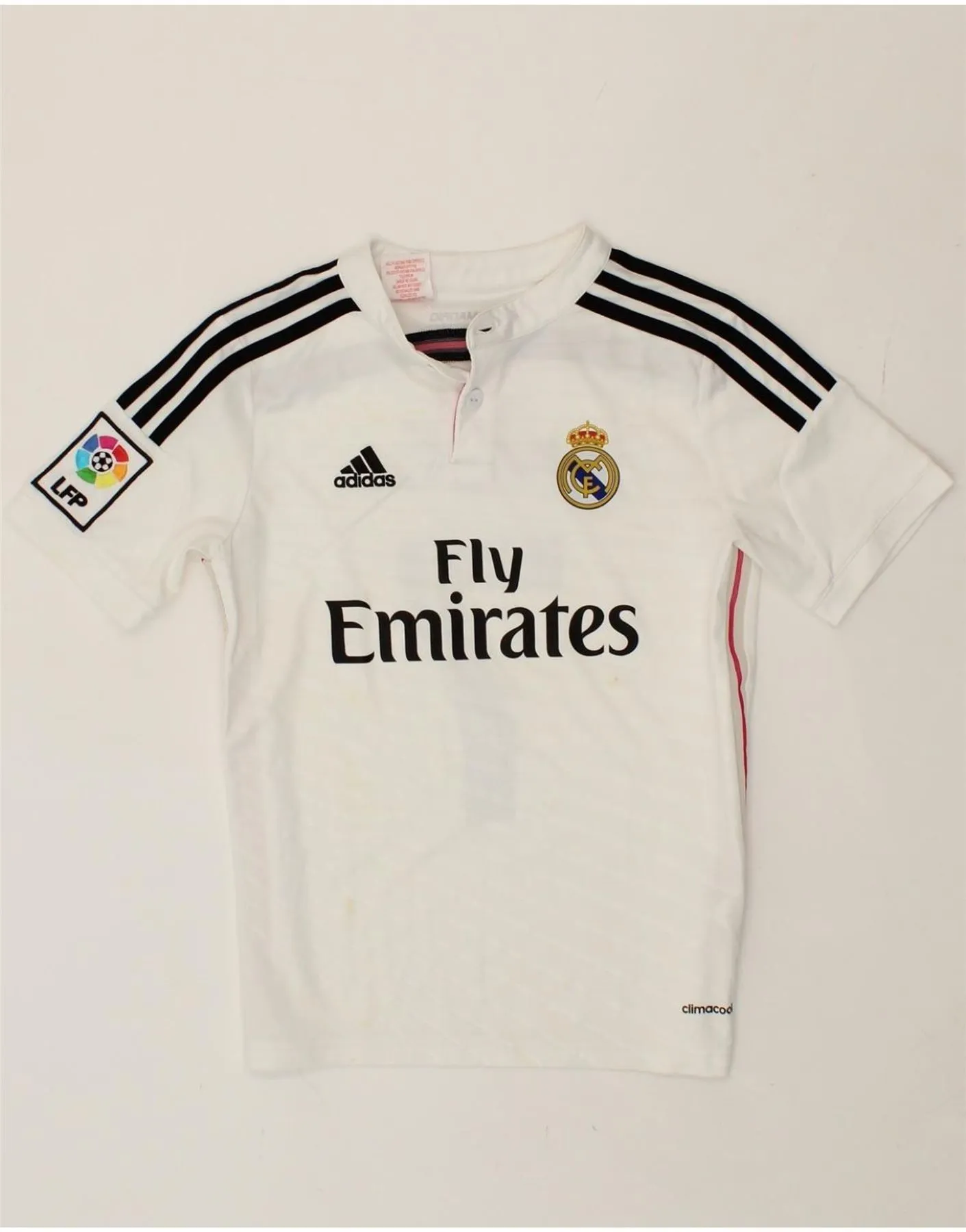 ADIDAS Boys Real Madrid Graphic T-Shirt Top 11-12 Years White Polyester