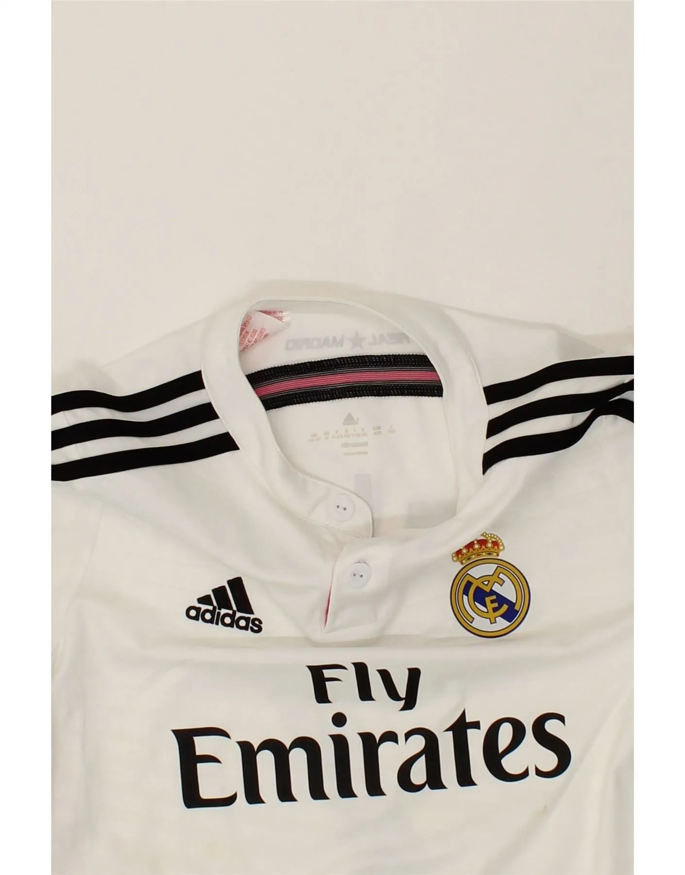 ADIDAS Boys Real Madrid Graphic T-Shirt Top 11-12 Years White Polyester