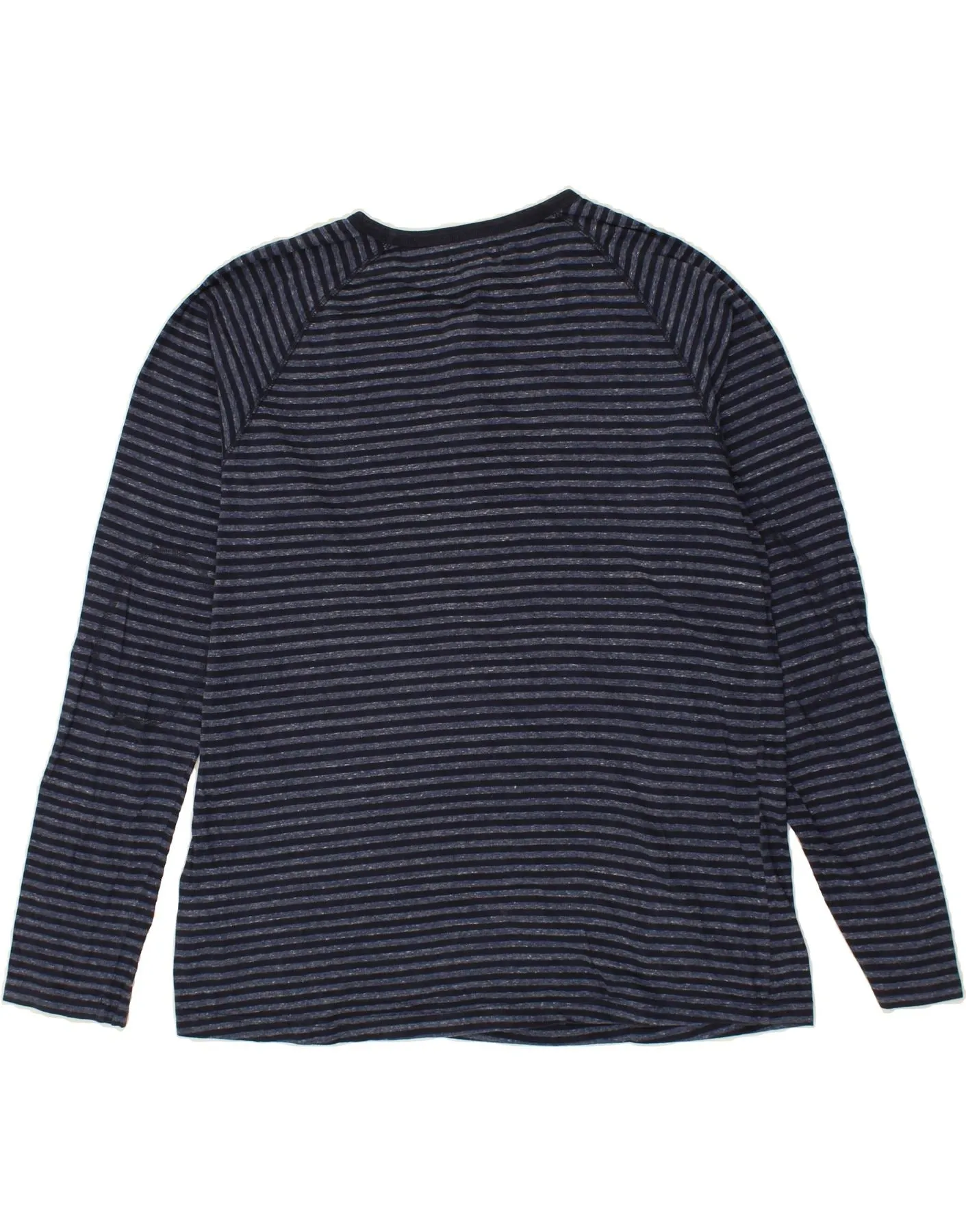 ADIDAS Mens Top Long Sleeve XL Navy Blue Striped Cotton