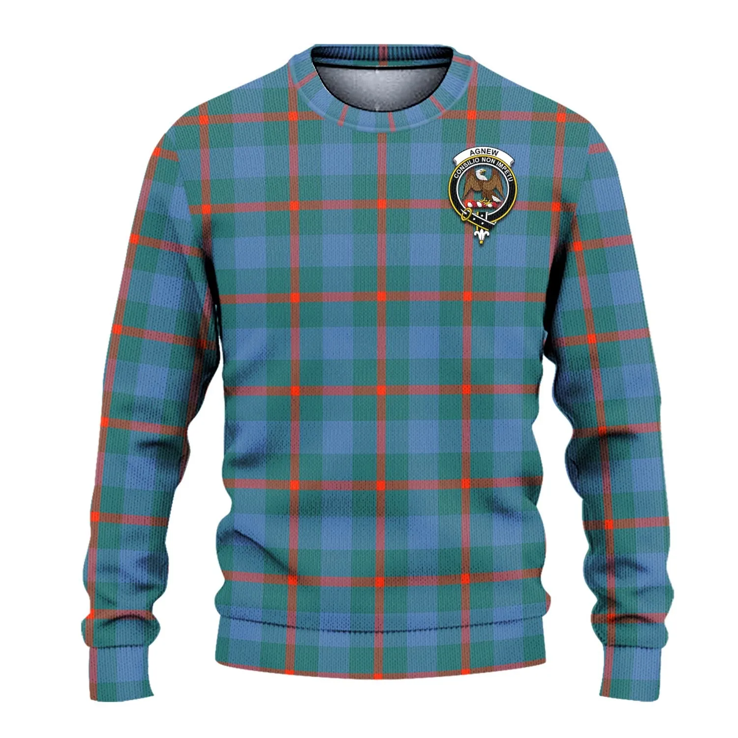 Agnew Ancient Tartan Ugly Sweater with Family Crest