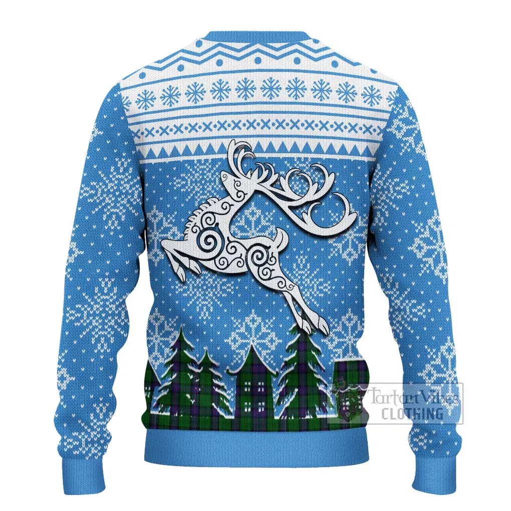 Armstrong Clan Christmas Ugly Sweater with Tartan and Celtic Reindeer Style