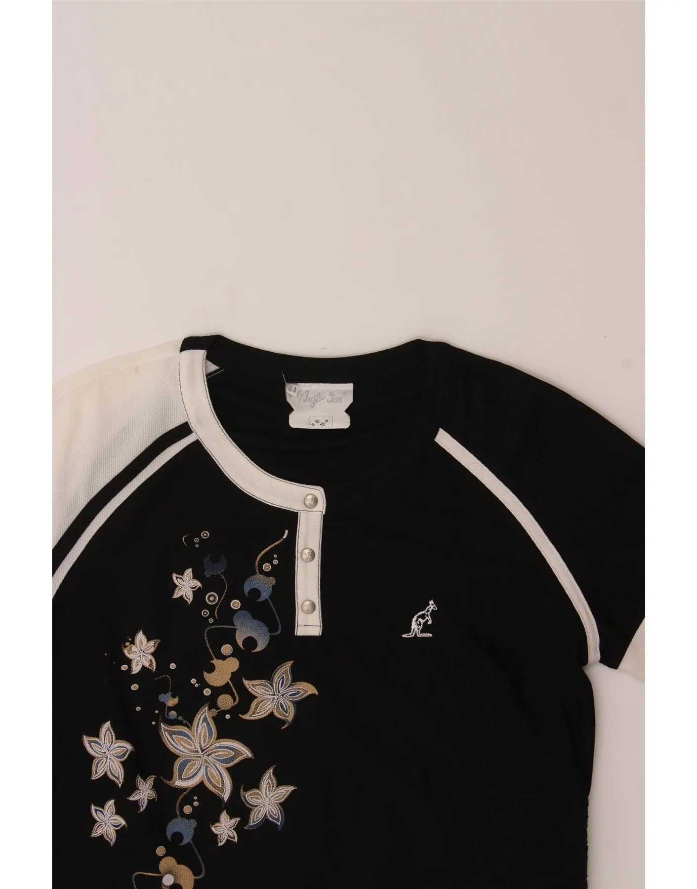 AUSTRALIAN L'ALPINA Womens T-Shirt Top IT 44 Medium Black Colourblock