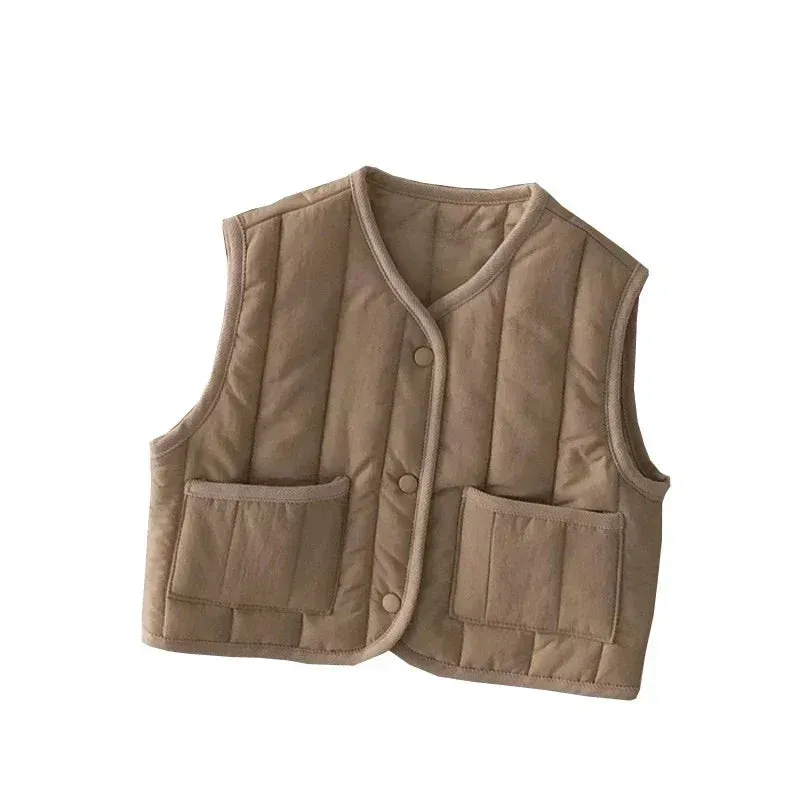 Autumn Winter Children Kids Boys Girls Warm Cotton-Padded Vest Waistcoats