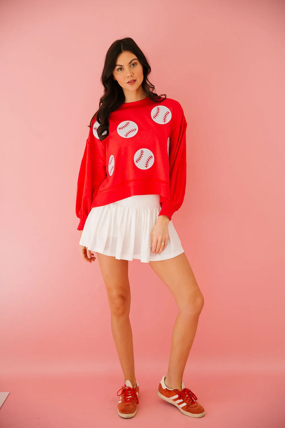 BASEBALL PATCH RED PULLOVER