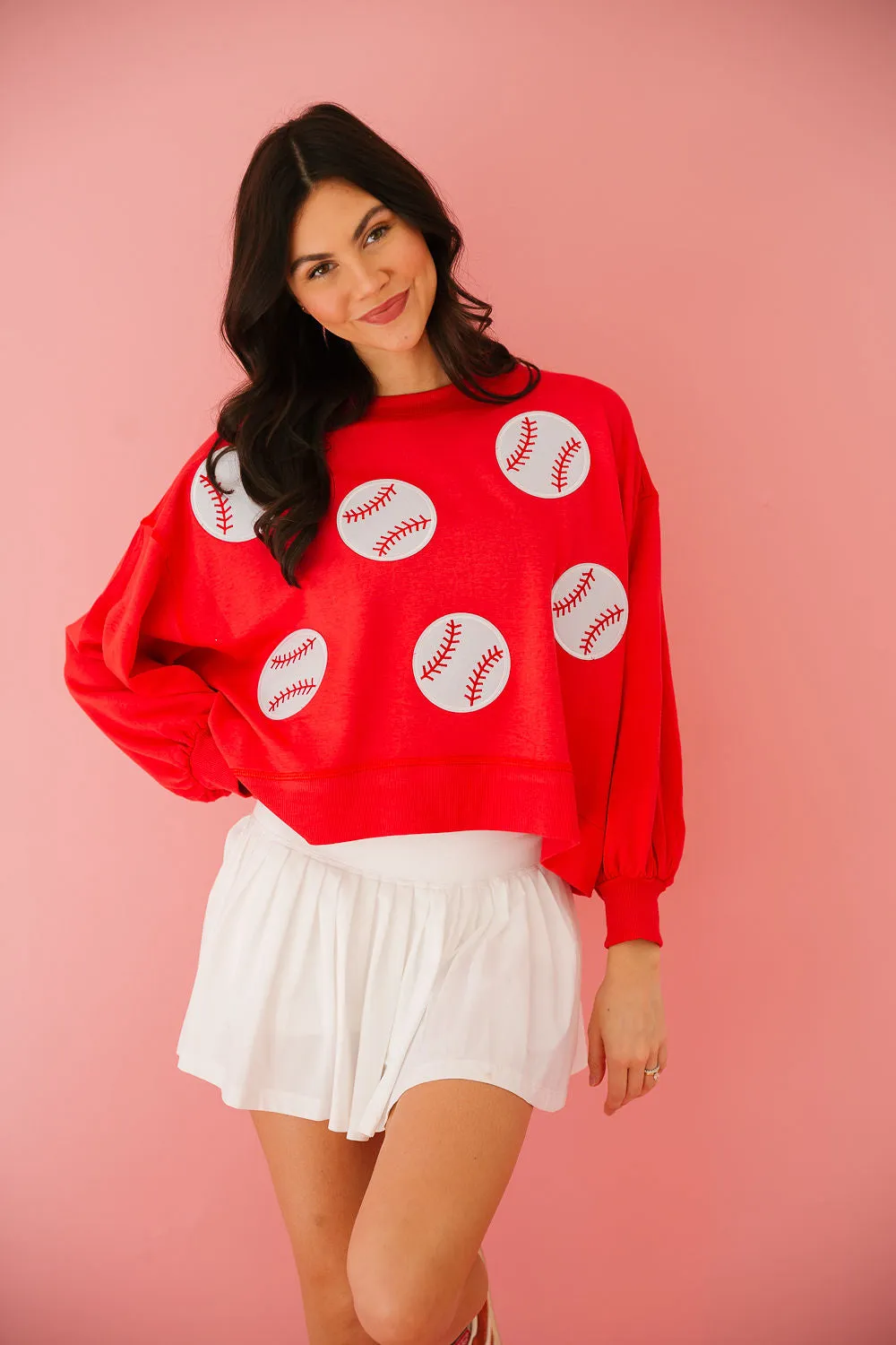 BASEBALL PATCH RED PULLOVER