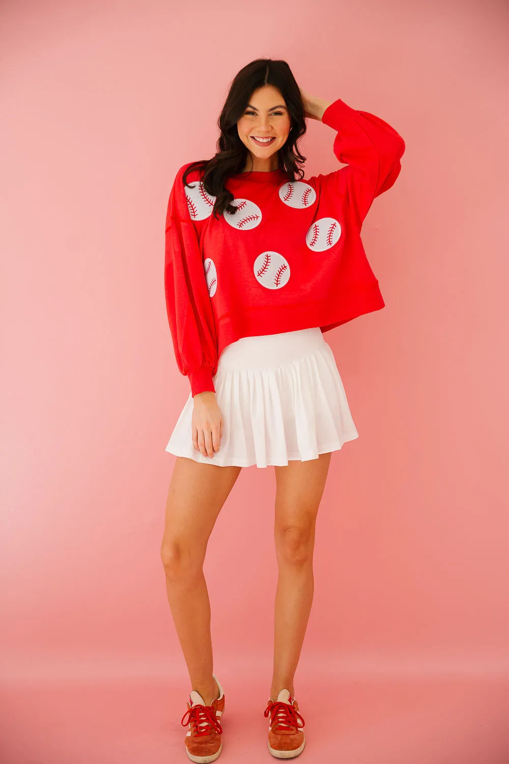 BASEBALL PATCH RED PULLOVER