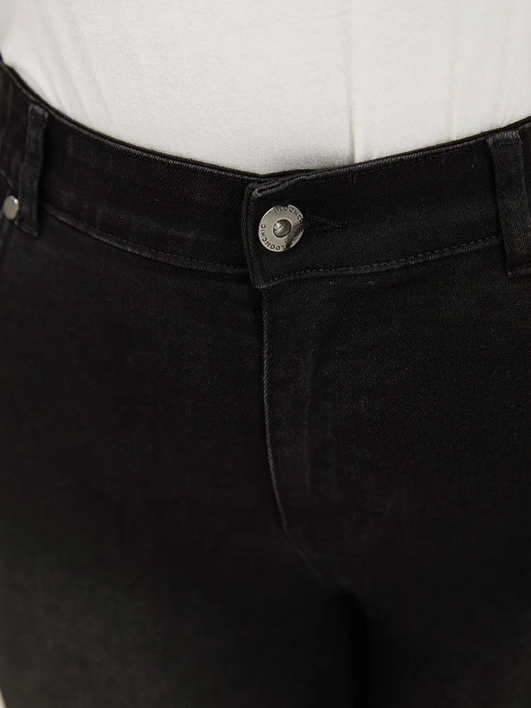 Beaded Detail Pocket Very Stretchy Black Wash Jeans