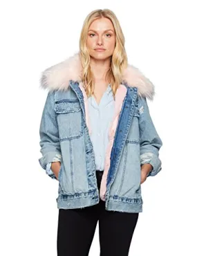 [blanknyc] Women's Faux Fur Collar Jacket, special snowflake, Small
