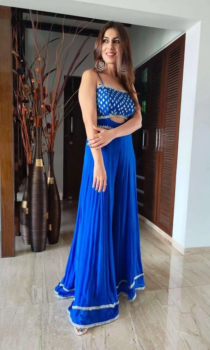 Blue Chiffon Jumpsuit