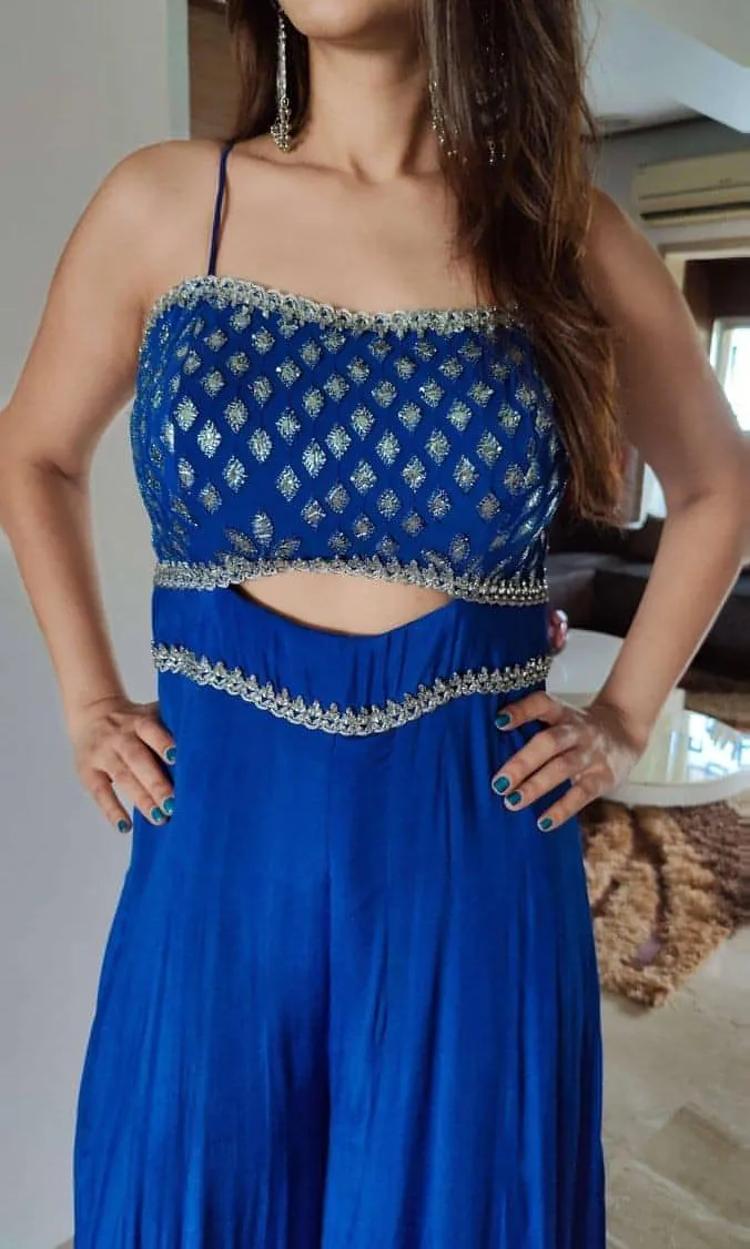 Blue Chiffon Jumpsuit