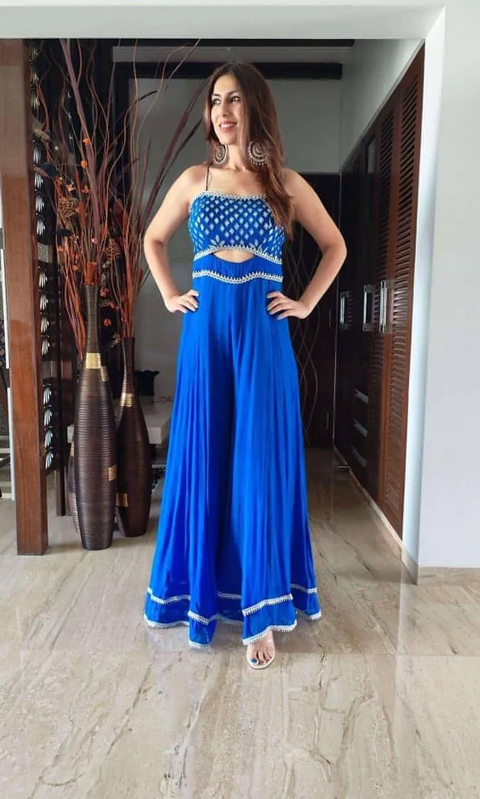 Blue Chiffon Jumpsuit