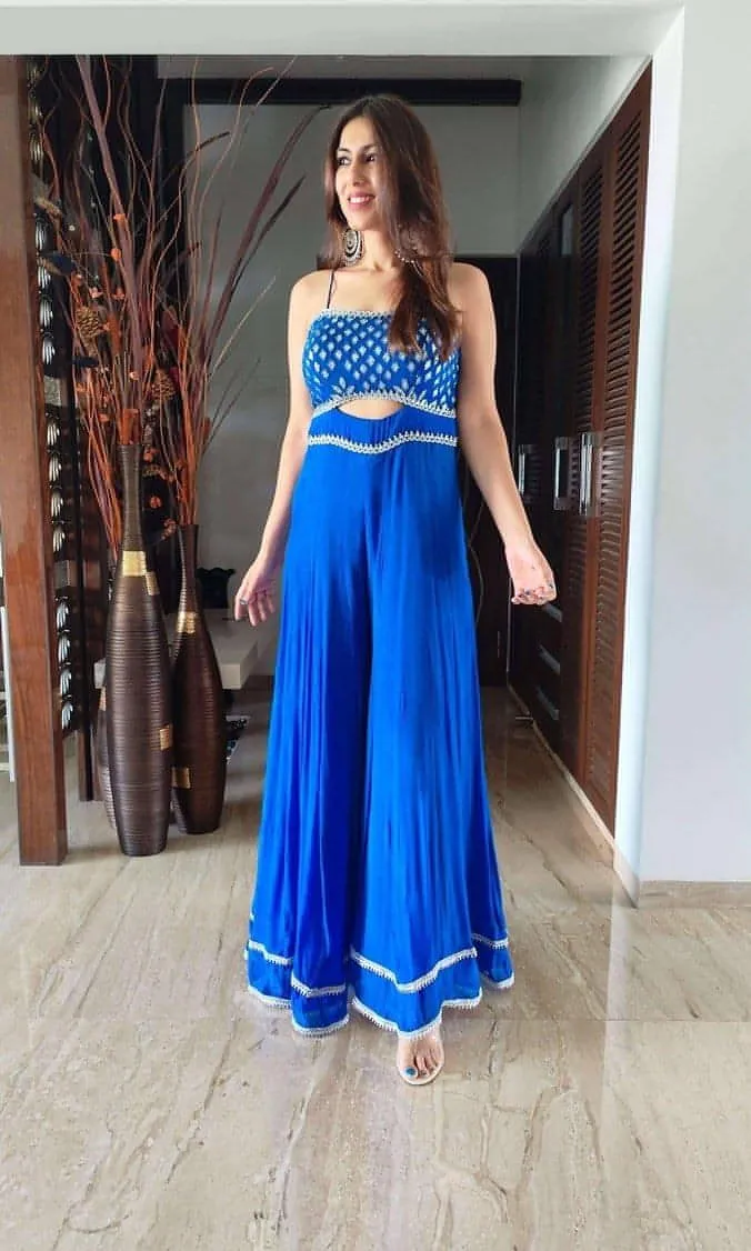 Blue Chiffon Jumpsuit