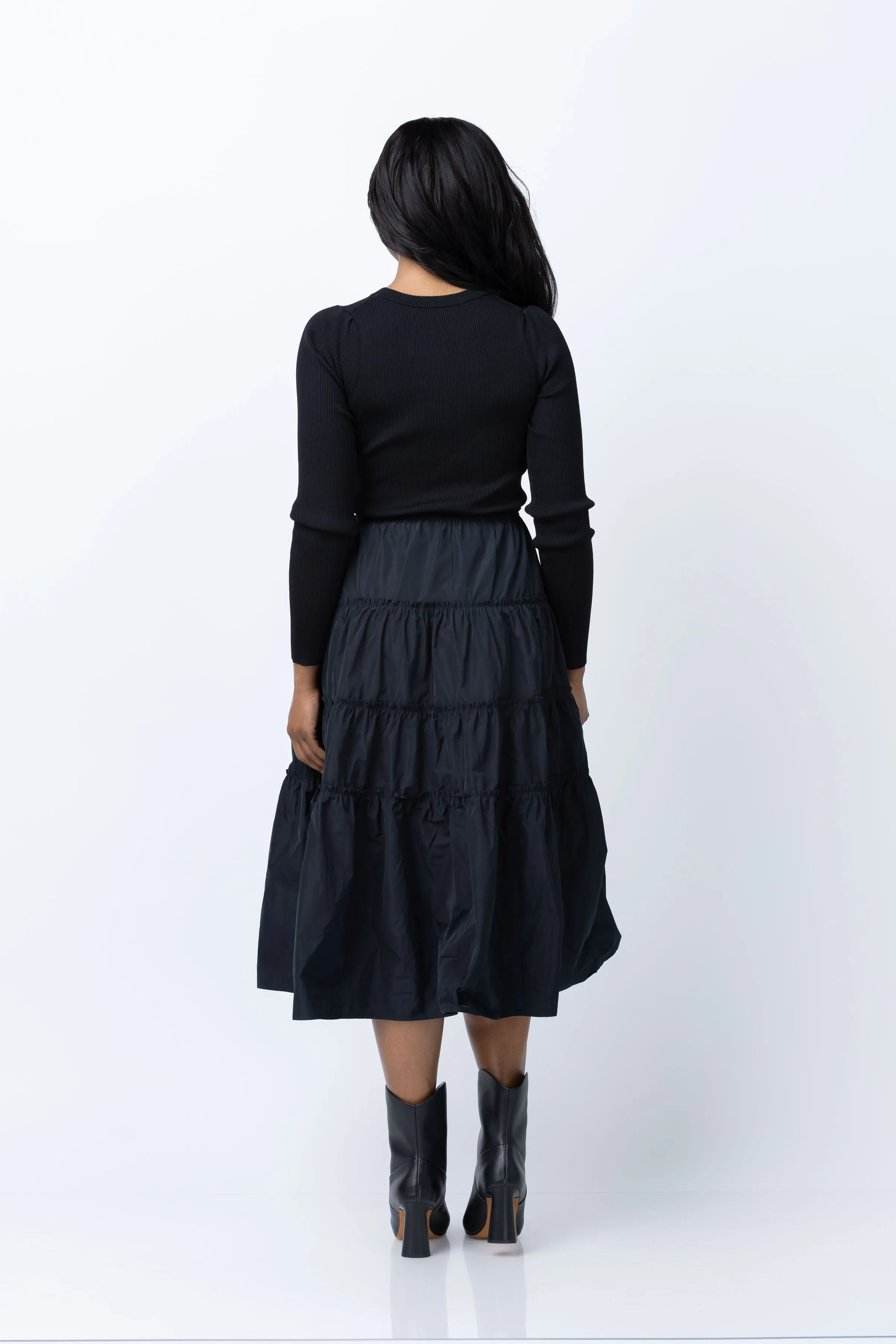 Brochu Walker Ava Tiered Dress in Black Onyx Combo