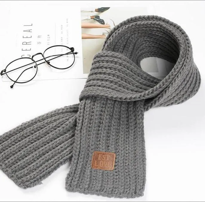 Children Winter Scarf Baby Warm Knitted Soild Scarves for Ladies Boys Girls Soft Kids Scarf Women Thick Warm Black Accessories