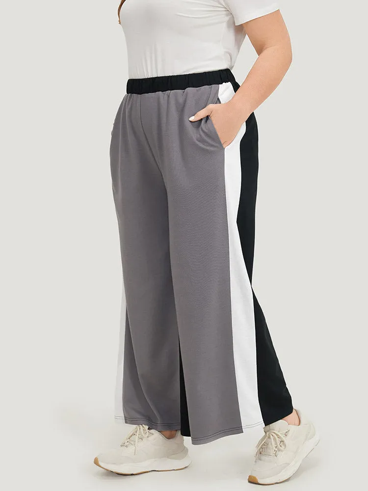 Contrast Patchwork Pocket  High Rise Sweatpants