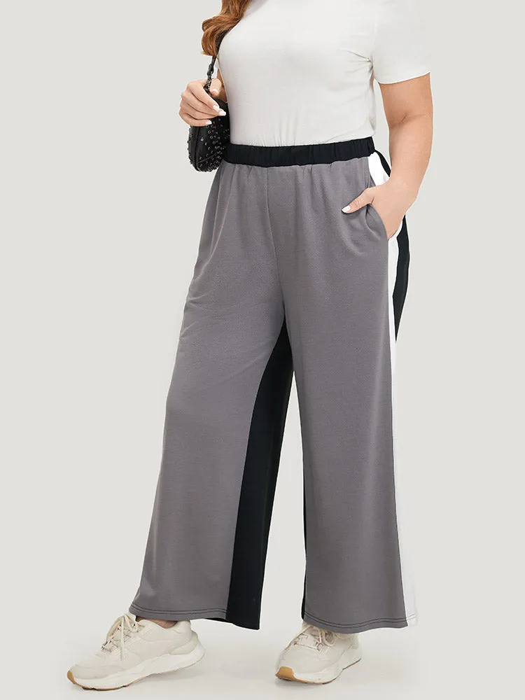 Contrast Patchwork Pocket  High Rise Sweatpants