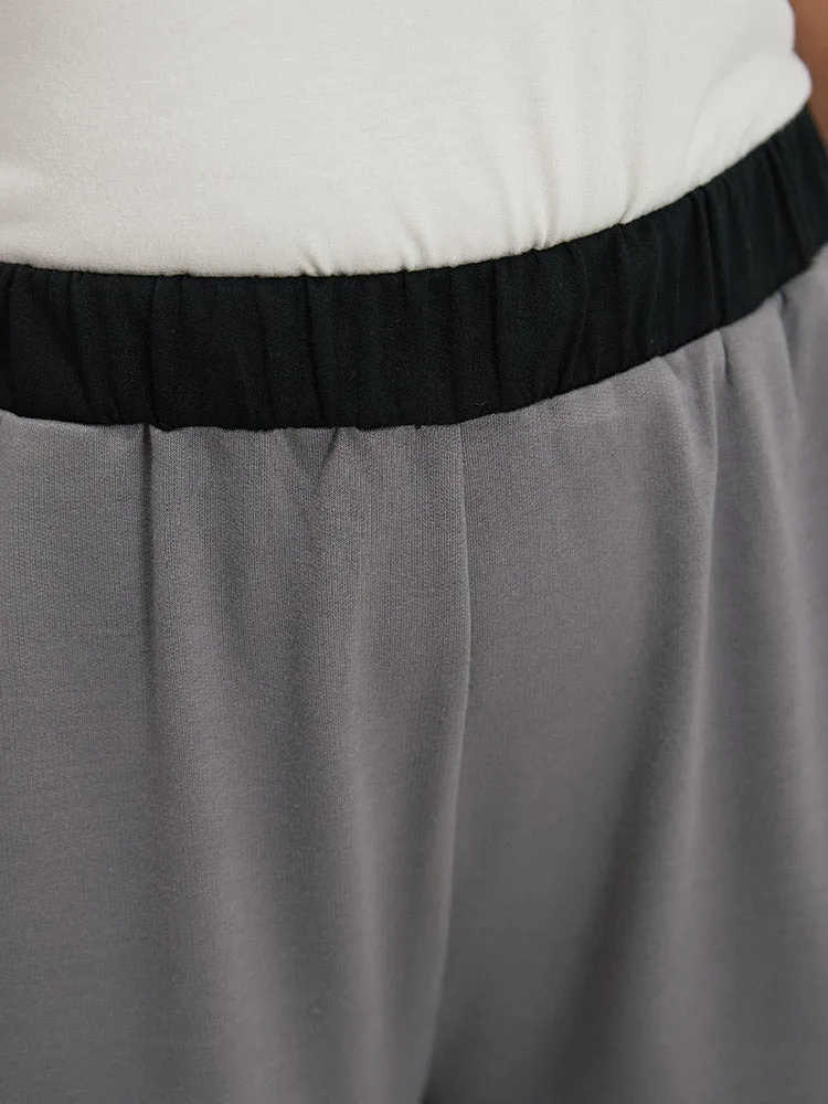 Contrast Patchwork Pocket  High Rise Sweatpants