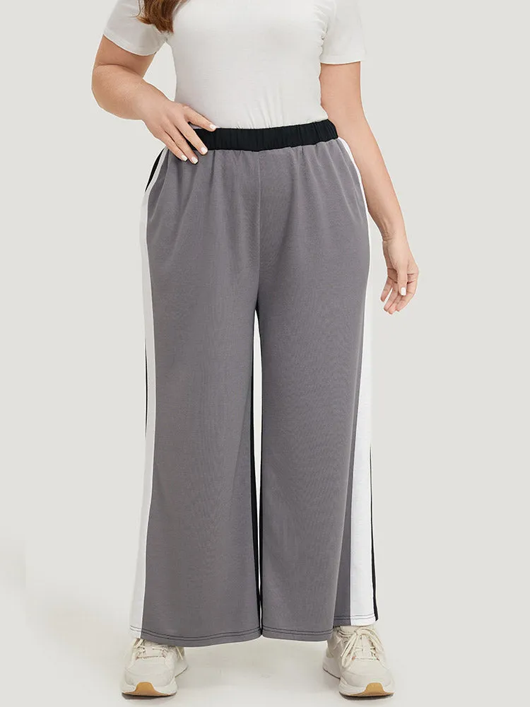 Contrast Patchwork Pocket  High Rise Sweatpants