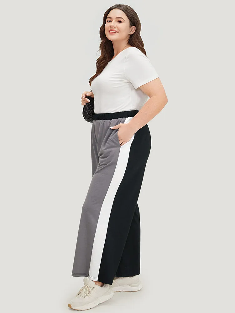 Contrast Patchwork Pocket  High Rise Sweatpants