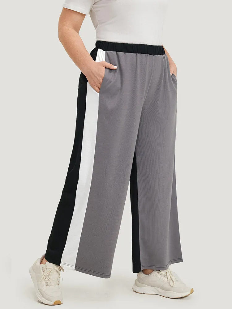 Contrast Patchwork Pocket  High Rise Sweatpants