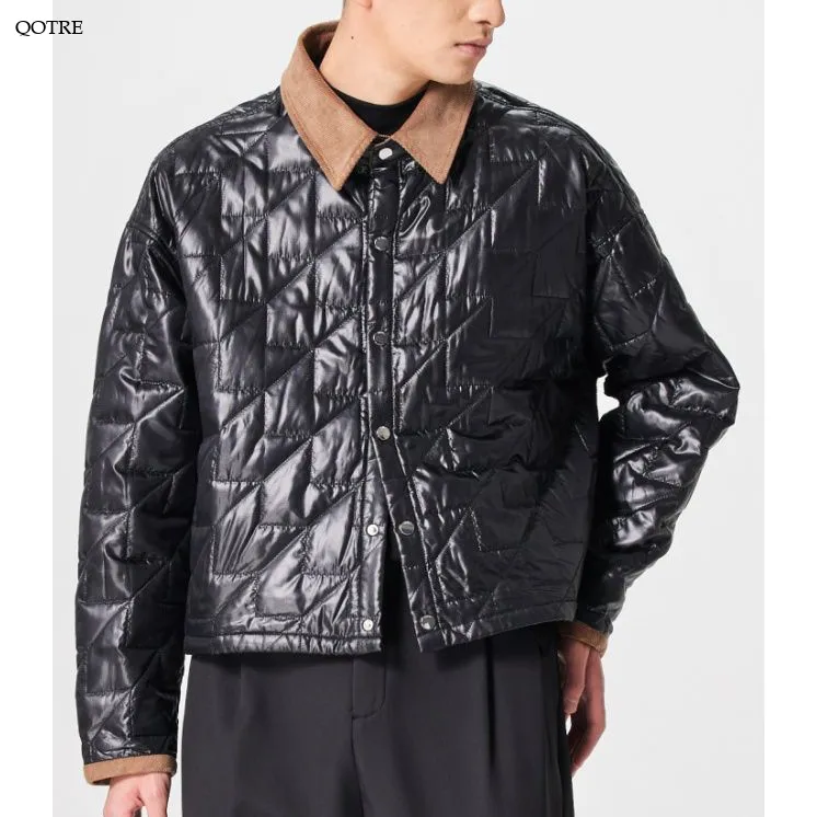 Cropped Casual Lapel Collar Leather Jacket