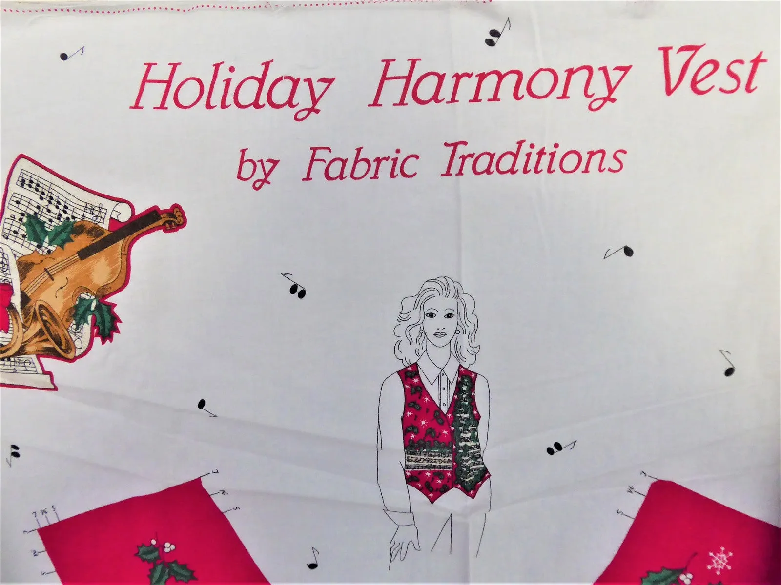 Cut And Sew Christmas Vest Panel Holiday Harmony Music Fabric Traditions 1 Panel