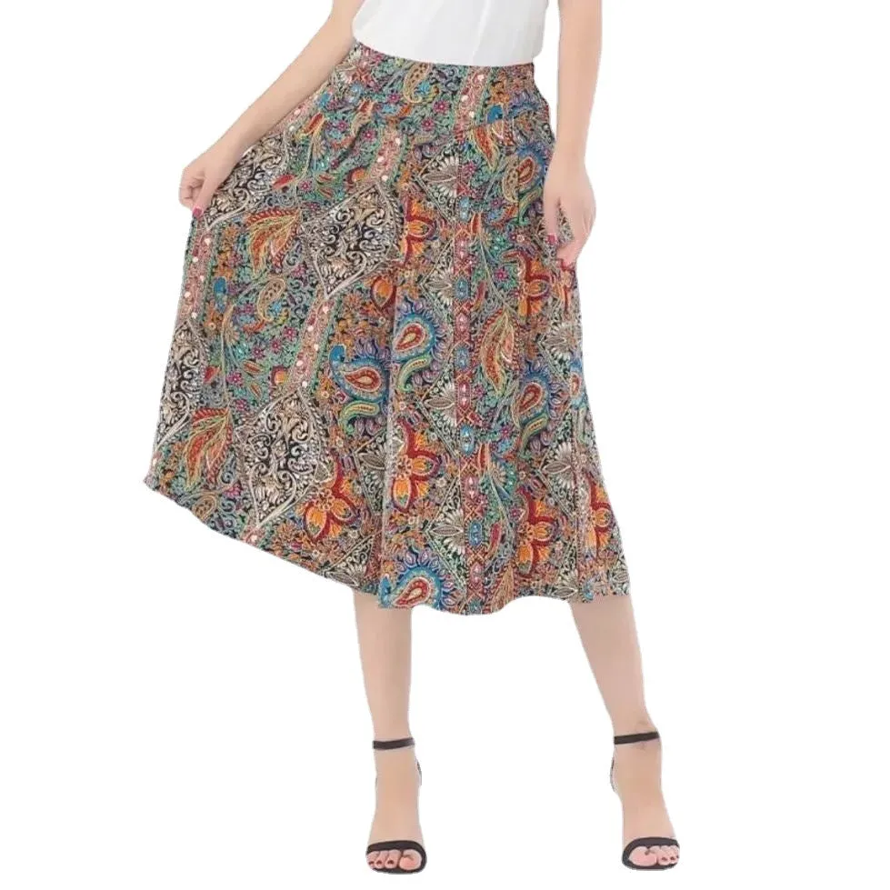 Dames culottes van chiffon met wijde pijpen en hoge elastische taille