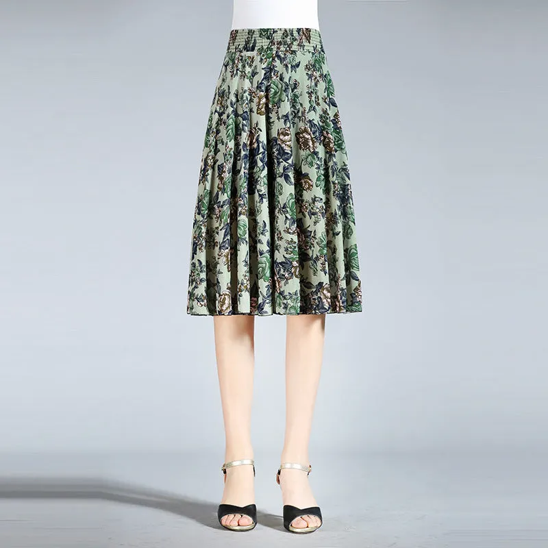 Dames culottes van chiffon met wijde pijpen en hoge elastische taille