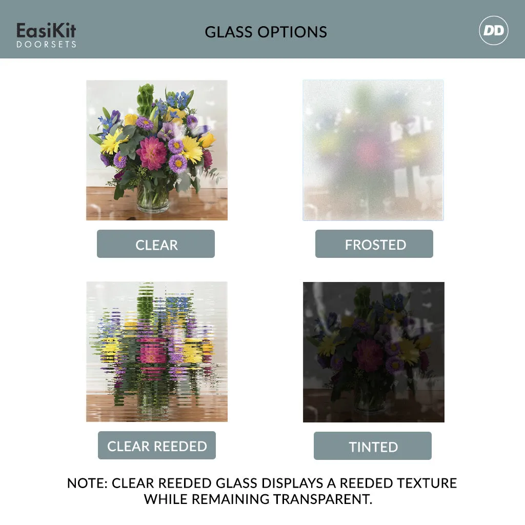EasiKit Internal Door and Frame Kit - Brooklyn 4 Pane Solid Wood Internal Door - Premium Primed - Colour & Glass Options