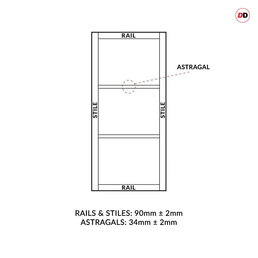 EasiKit Internal Door and Frame Kit - Manchester 3 Panel Solid Wood Internal Door - Premium Primed - Colour Options