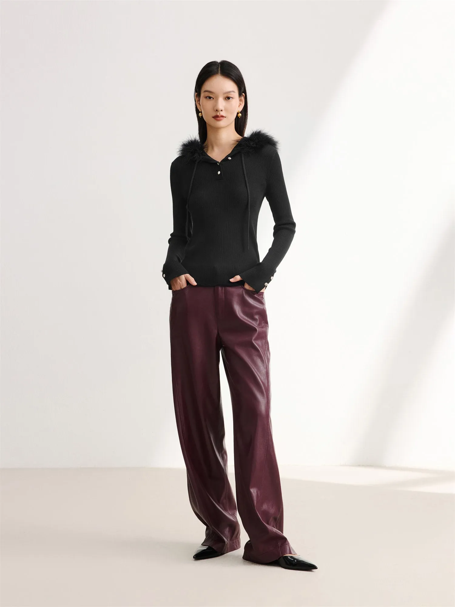 EP YAYING Slim Fit Pure Wool Knitted Sweater