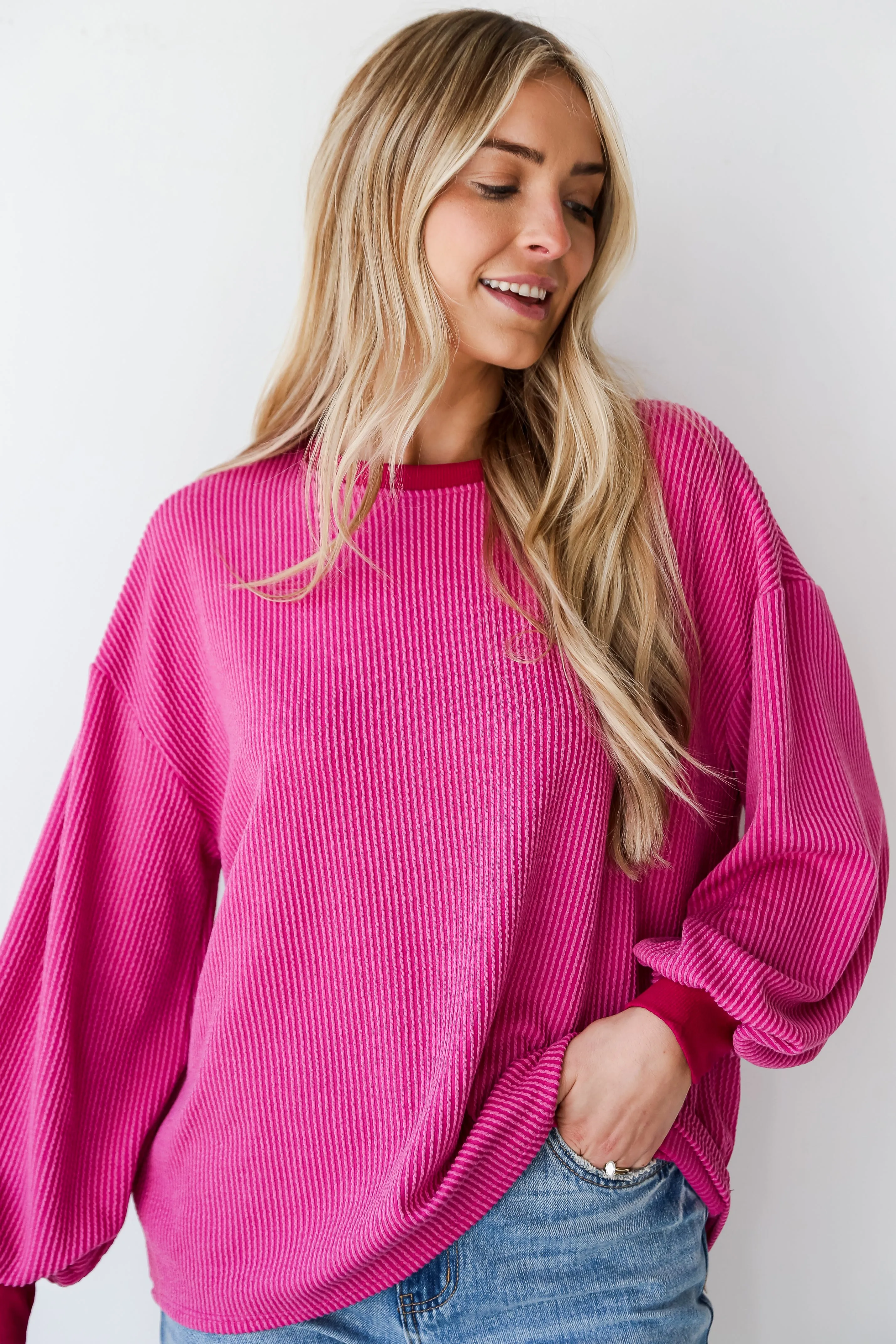 FINAL SALE - Marley Magenta Corded Top - DU DEAL