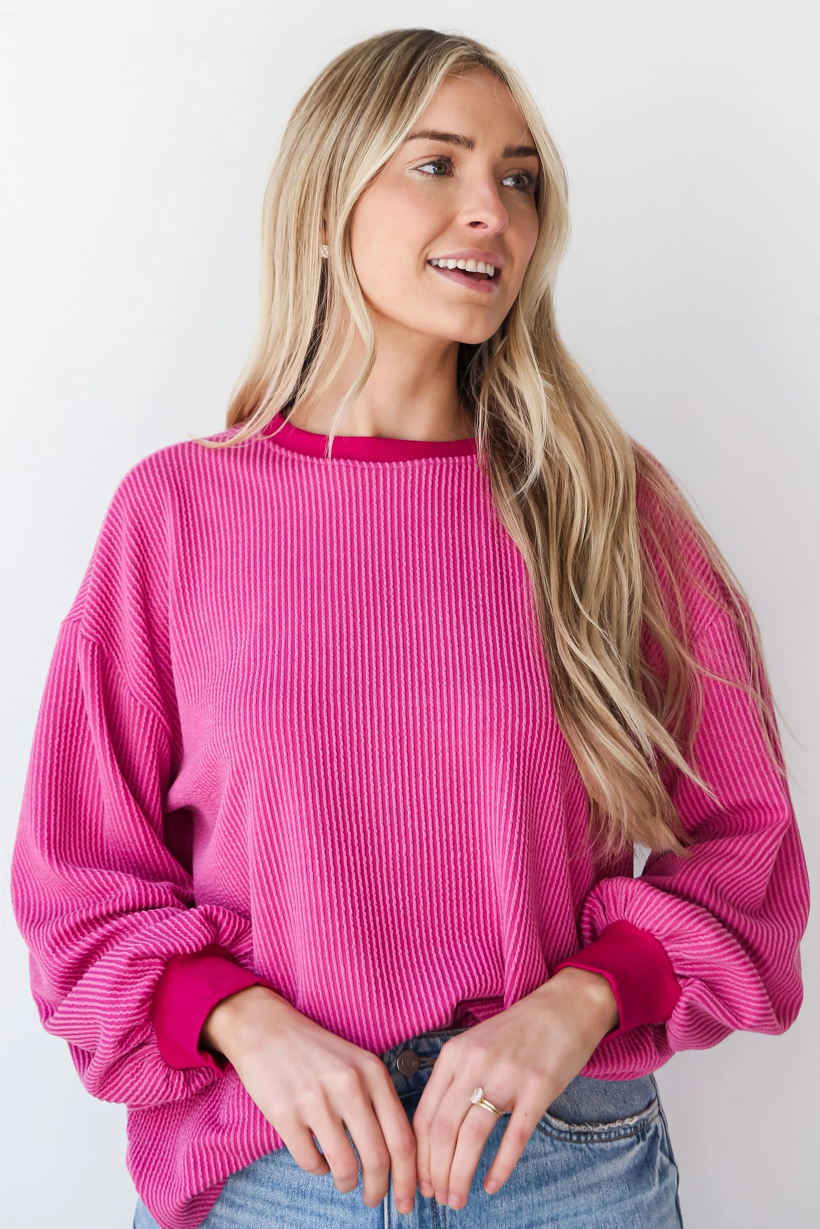 FINAL SALE - Marley Magenta Corded Top - DU DEAL