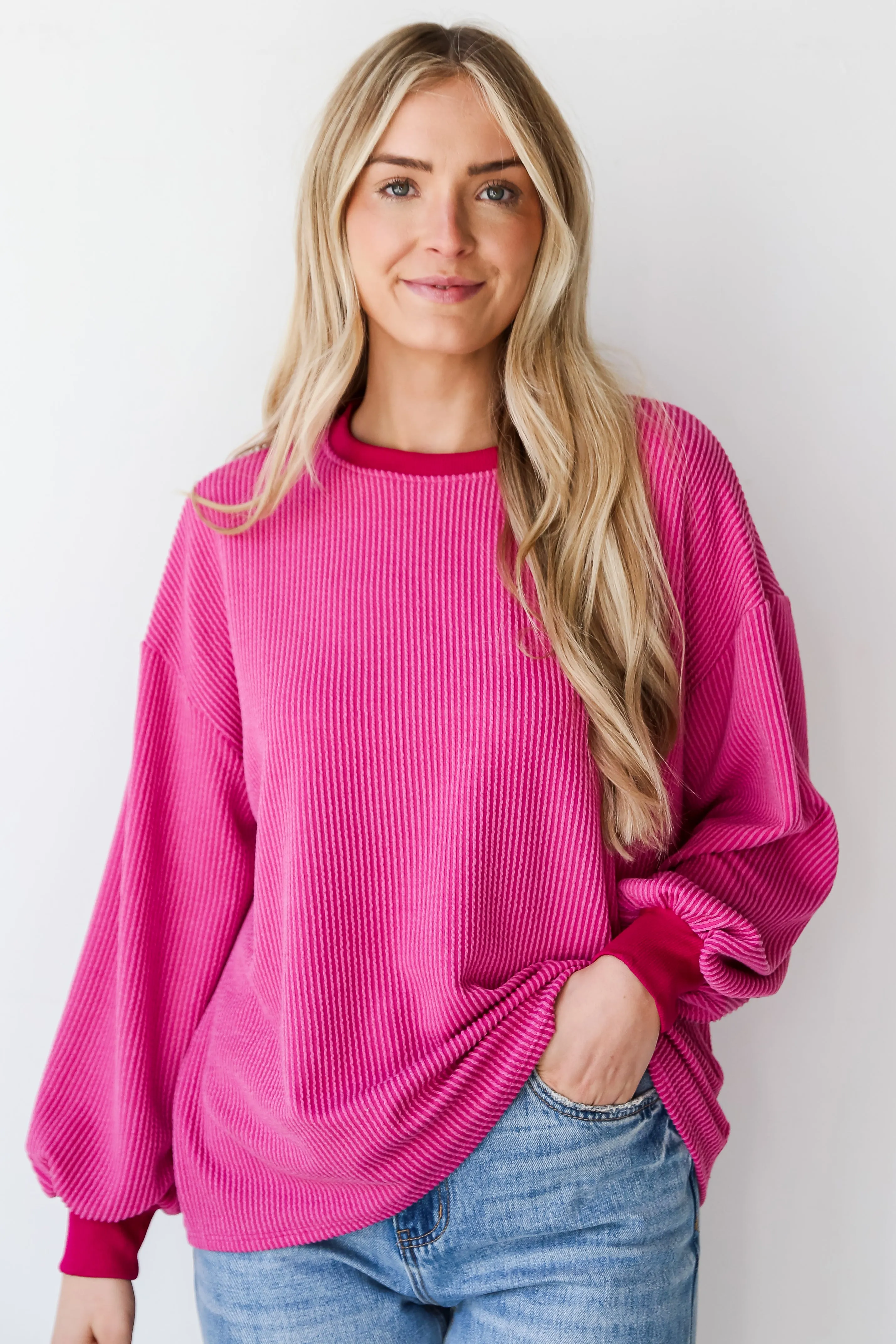 FINAL SALE - Marley Magenta Corded Top - DU DEAL