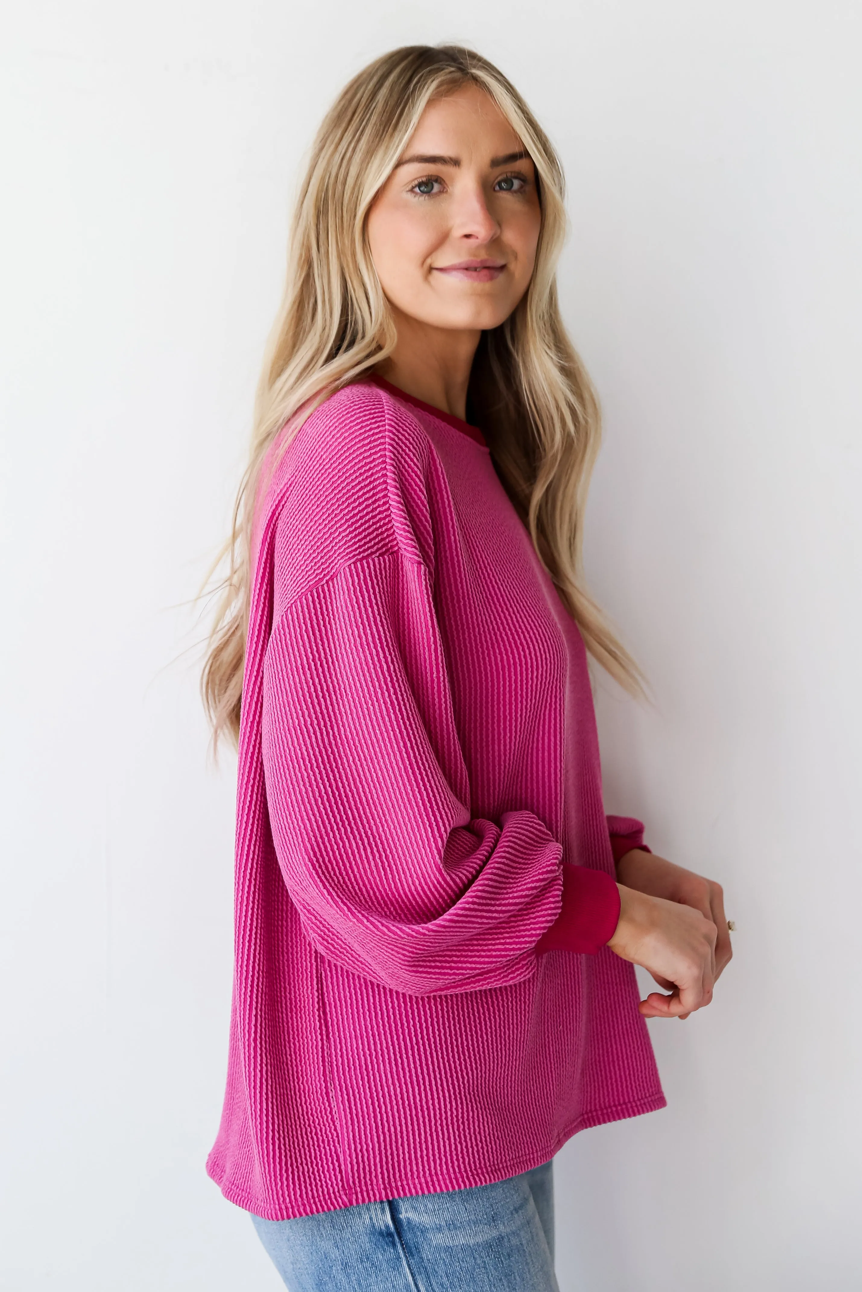 FINAL SALE - Marley Magenta Corded Top - DU DEAL