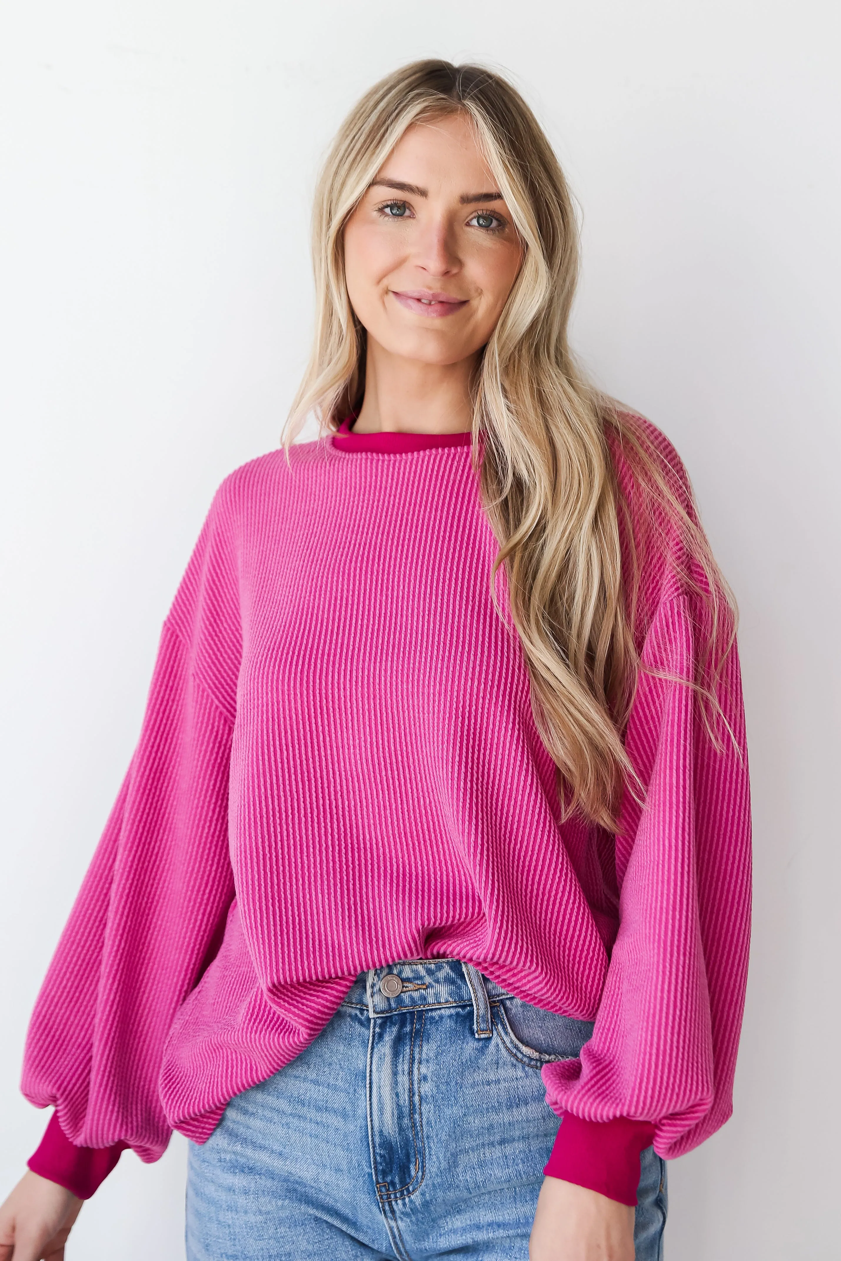 FINAL SALE - Marley Magenta Corded Top - DU DEAL