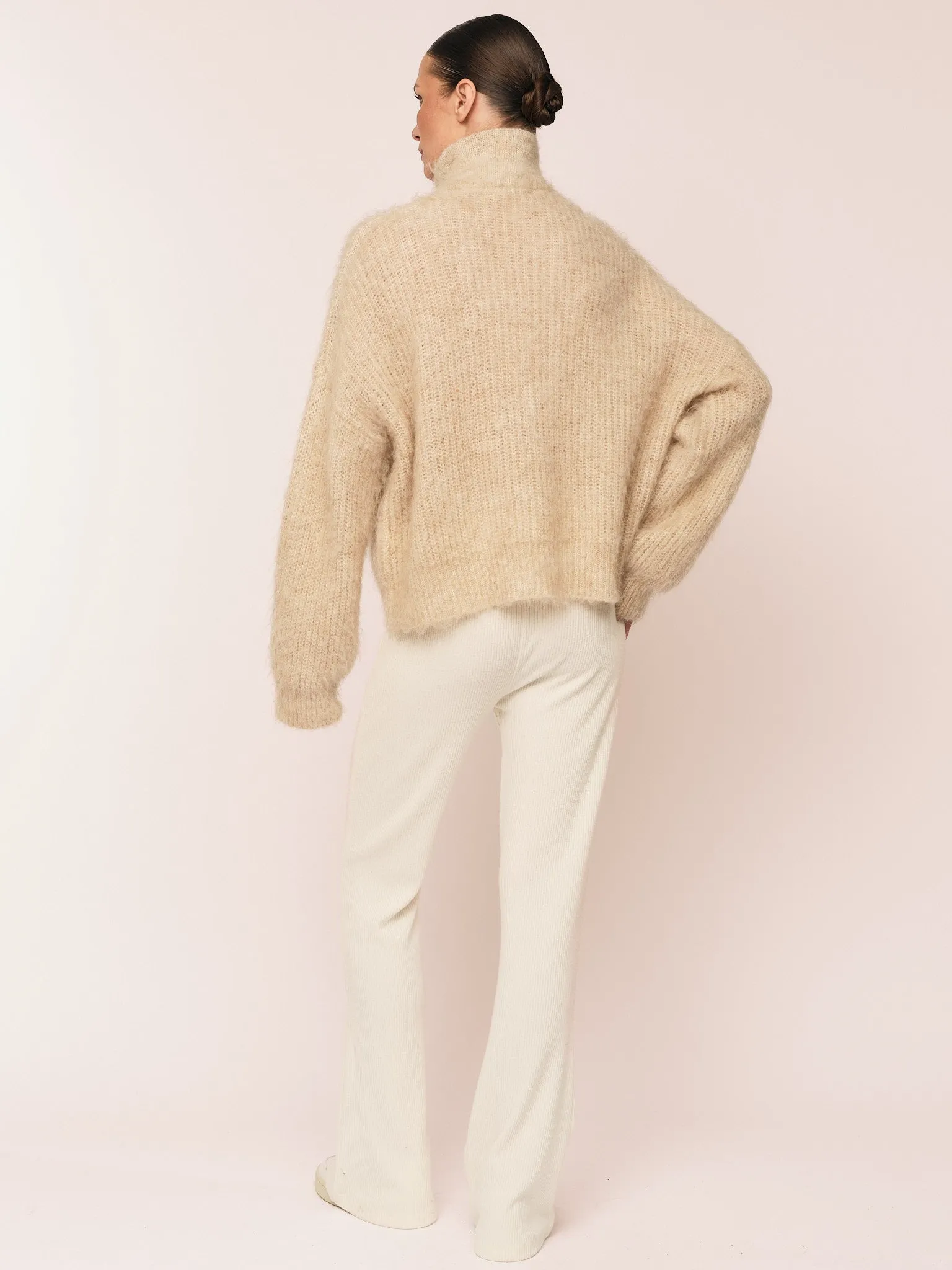 Florie Brushed Zip Knit - Warm Sand