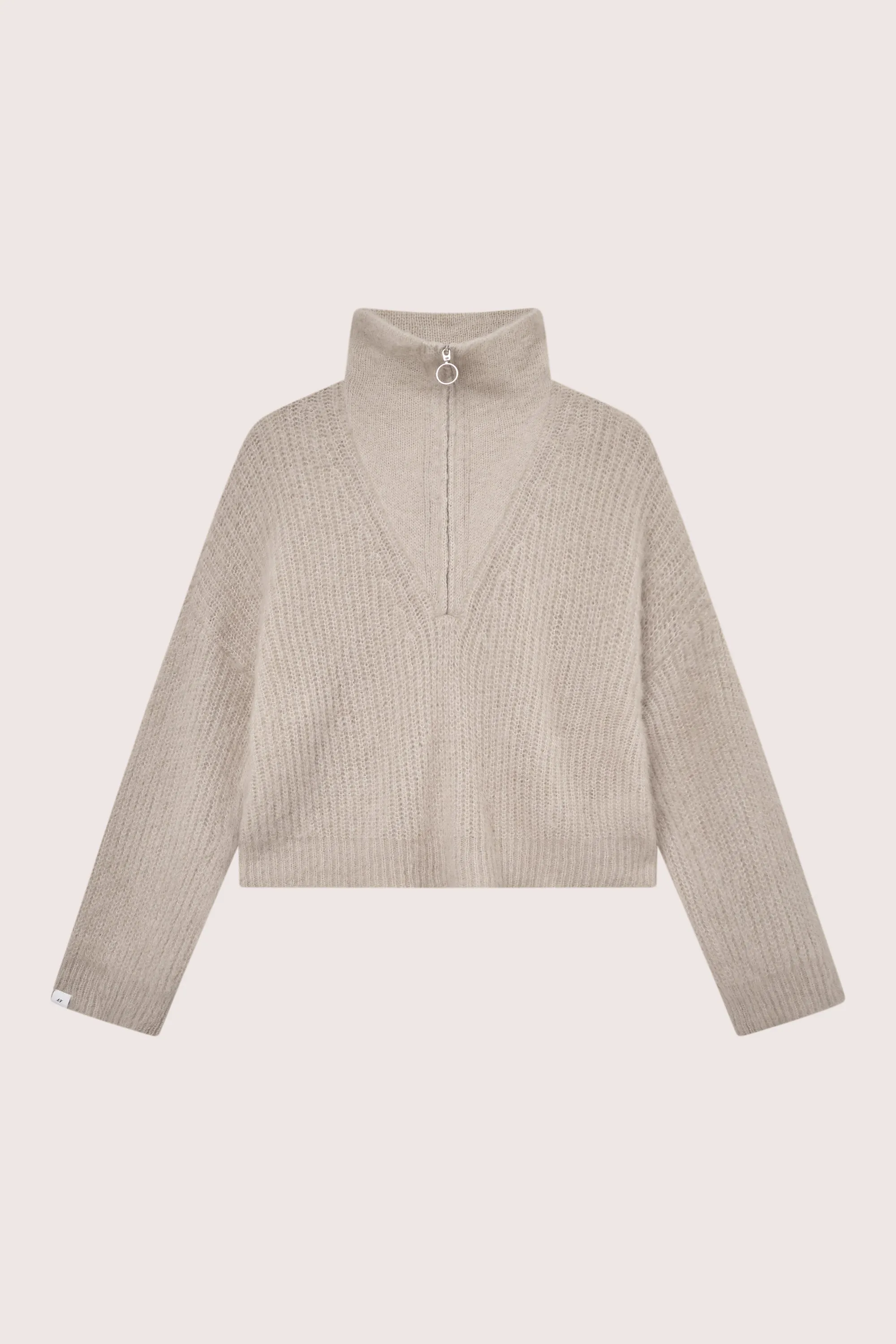 Florie Brushed Zip Knit - Warm Sand