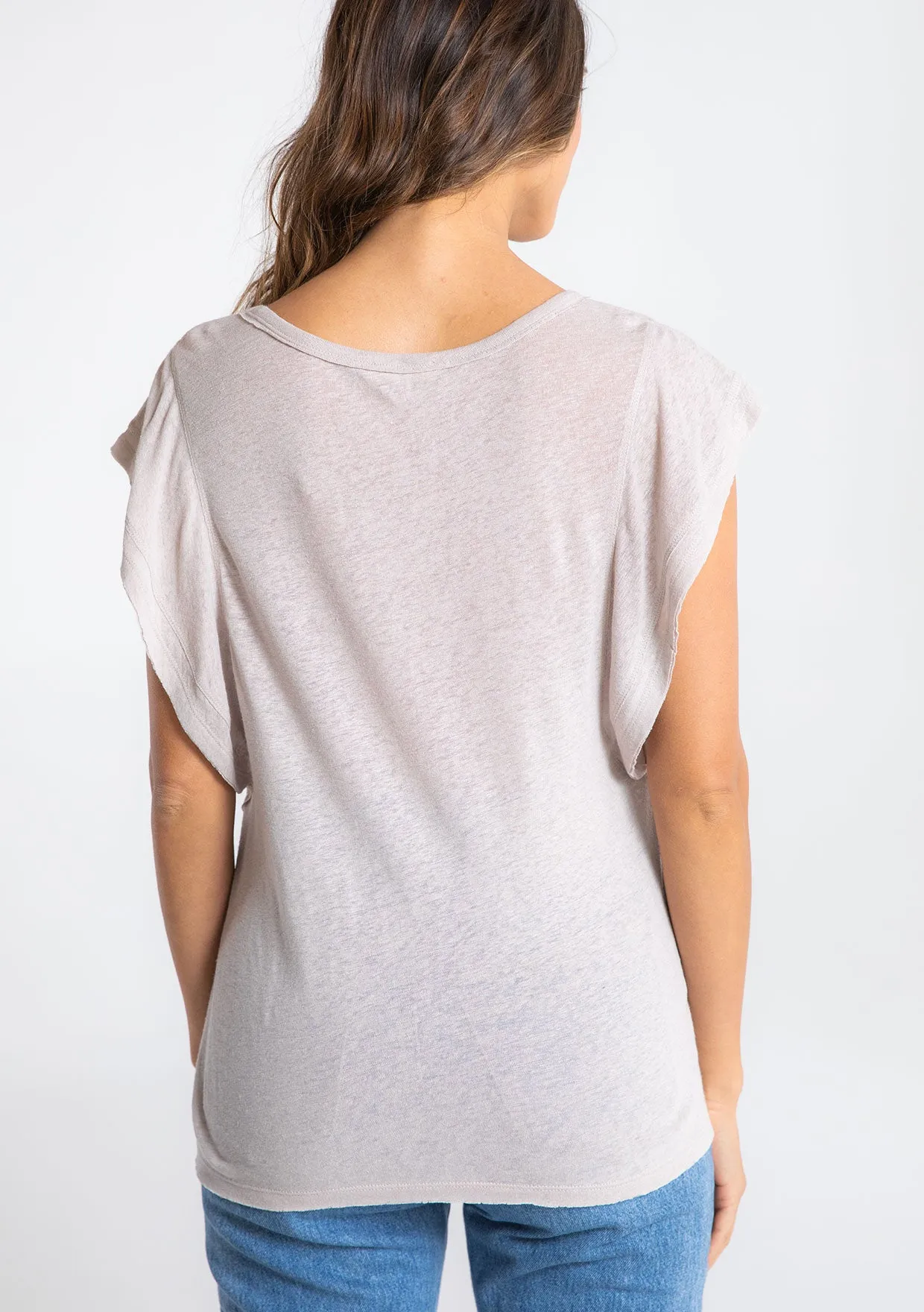 Flutter Sleeve Crew Neck Knit Top