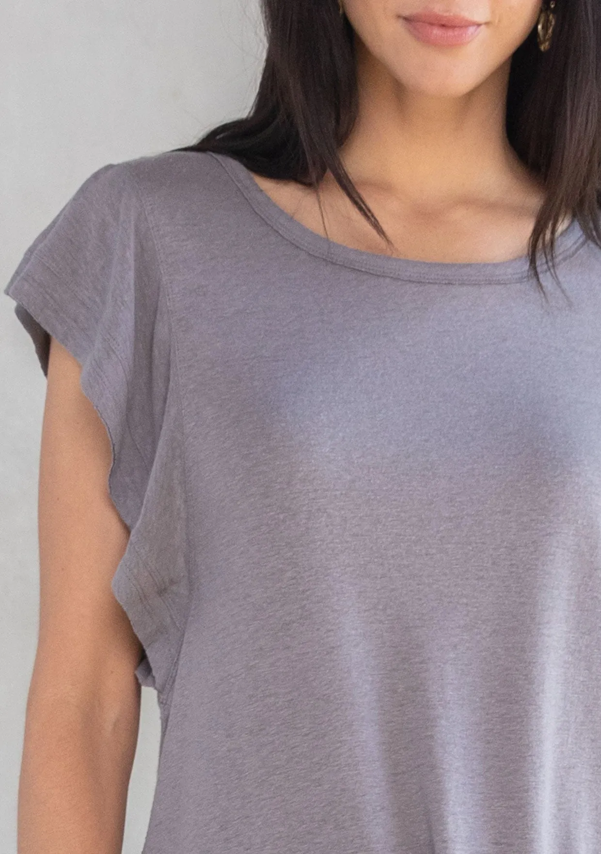 Flutter Sleeve Crew Neck Knit Top