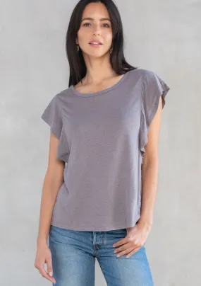 Flutter Sleeve Crew Neck Knit Top