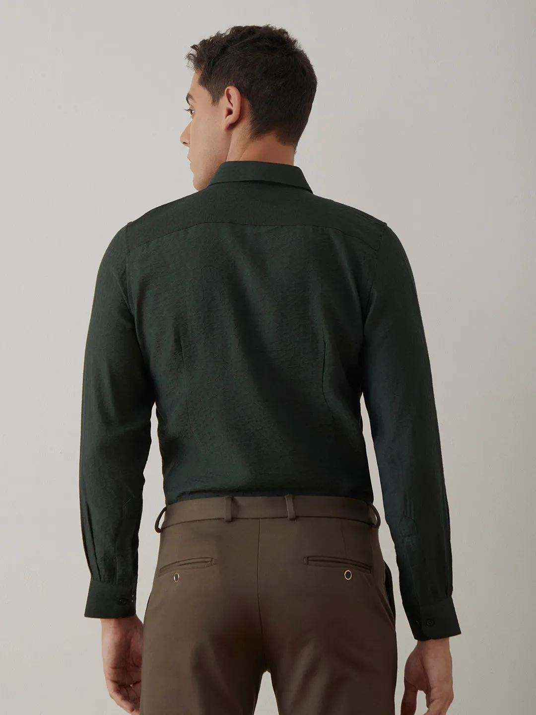 Green Plain Casual Shirt