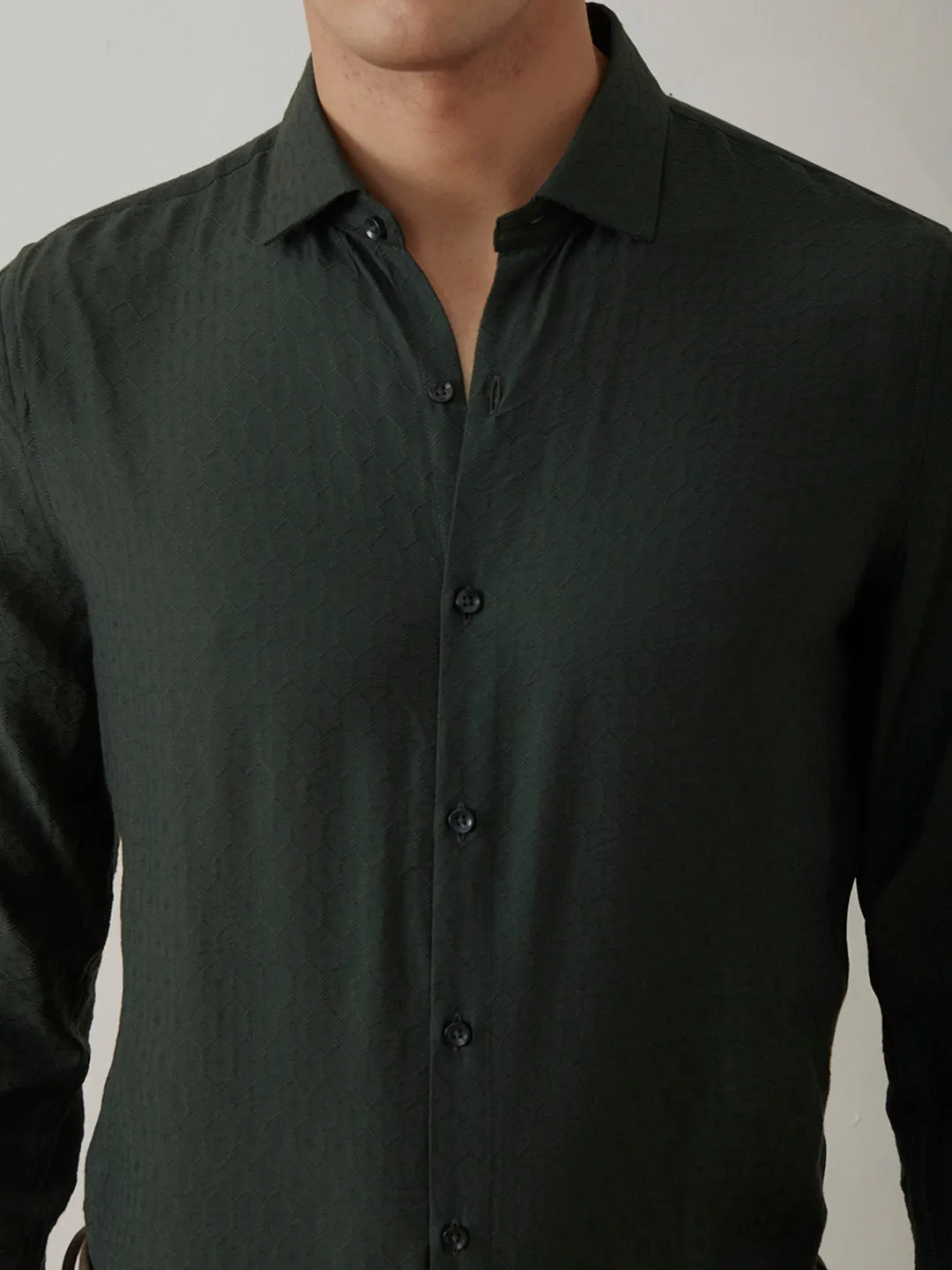 Green Plain Casual Shirt