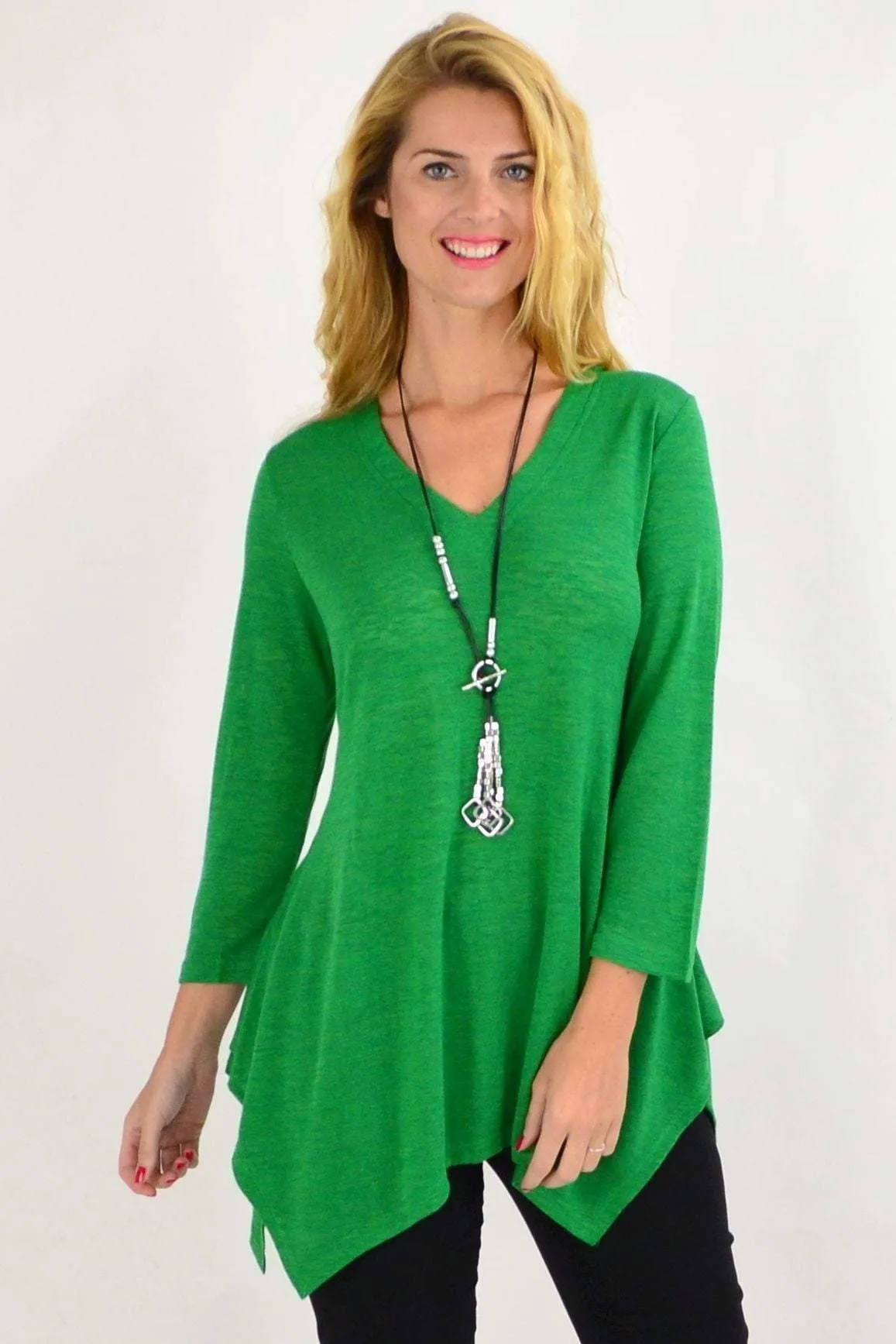 Green Vee Tunic Top