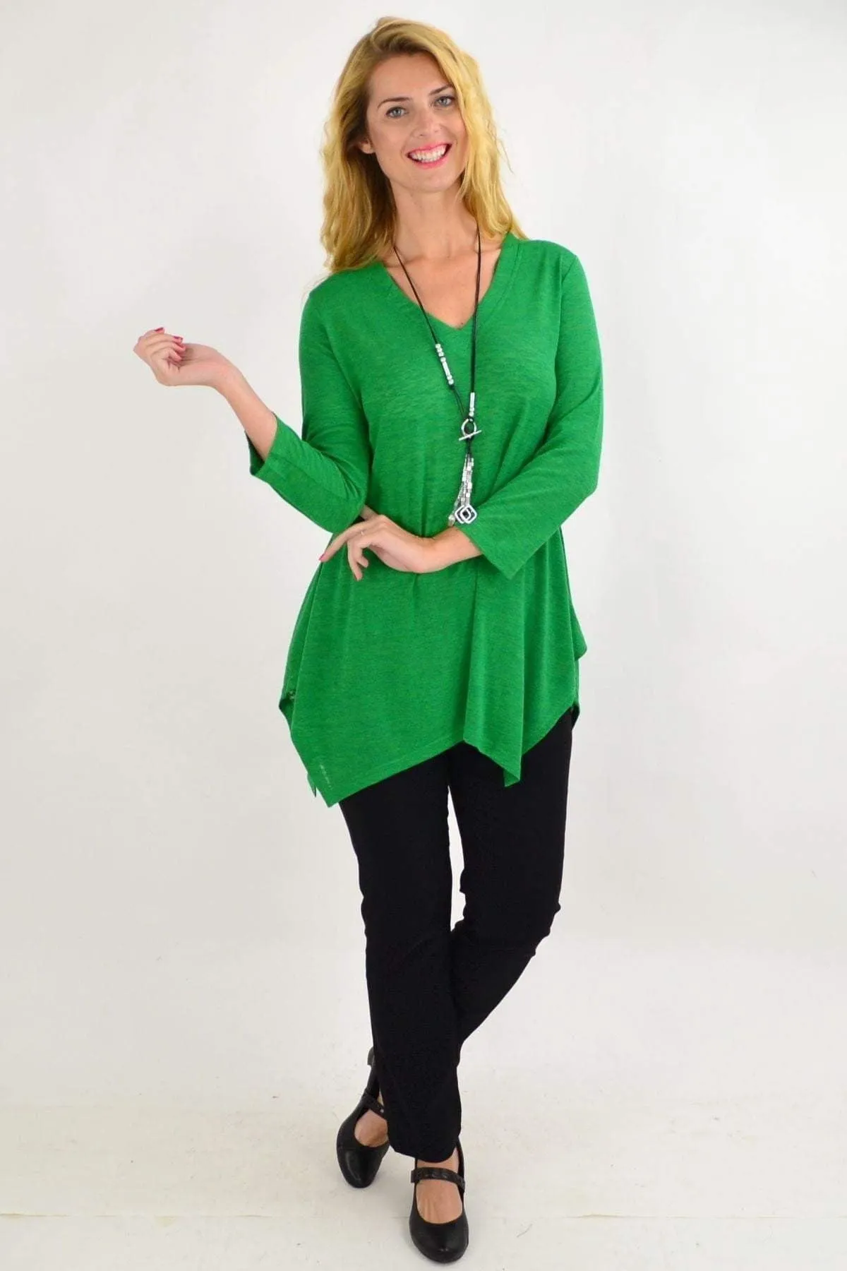 Green Vee Tunic Top