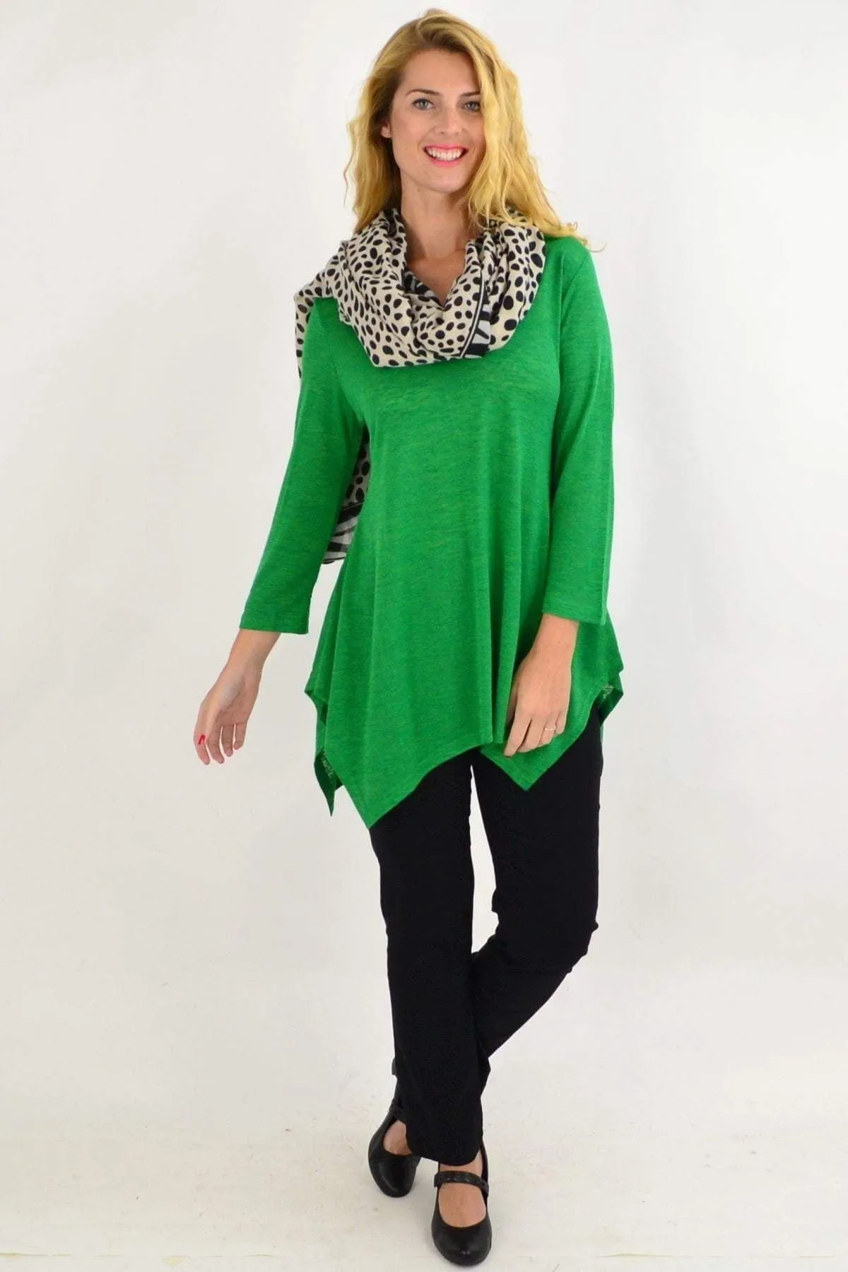 Green Vee Tunic Top